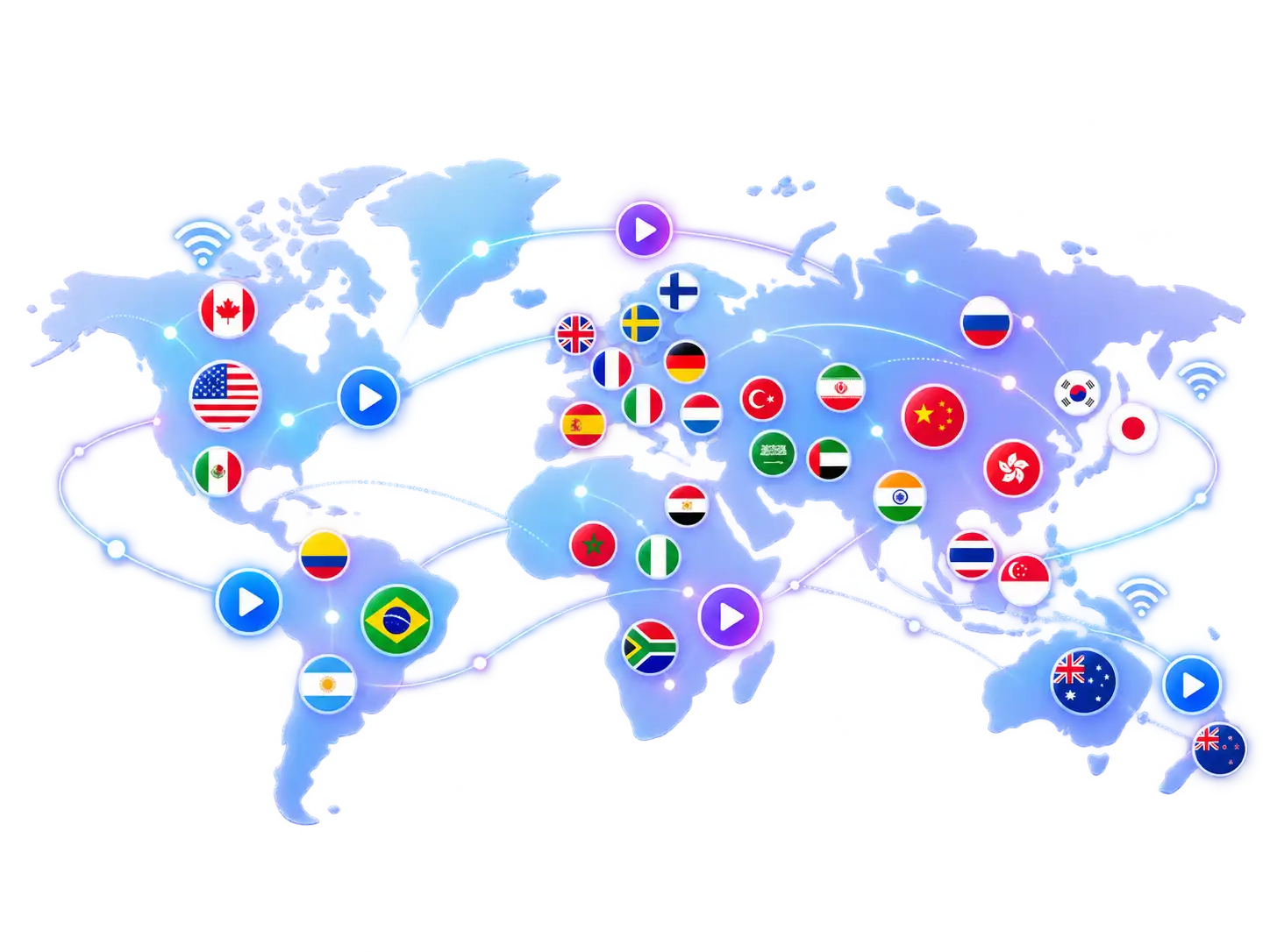 Carte du monde des chaînes IPTV Orca Pro Max